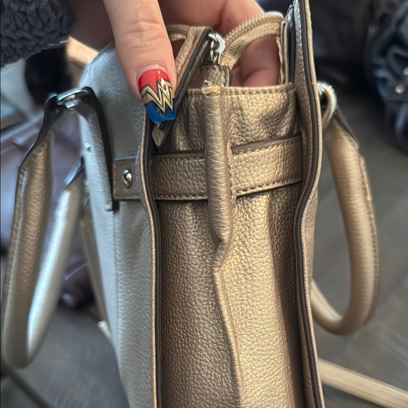 Tignanello Tan Satchel with Structured Design and Buckle Details - Picture 9 of 12